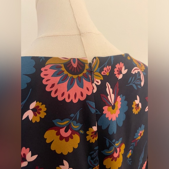 BODEN Emilie V Neck Midi Dress Navy Blue Flourish Pink Floral Size US 8R UK12R - Picture 10 of 16